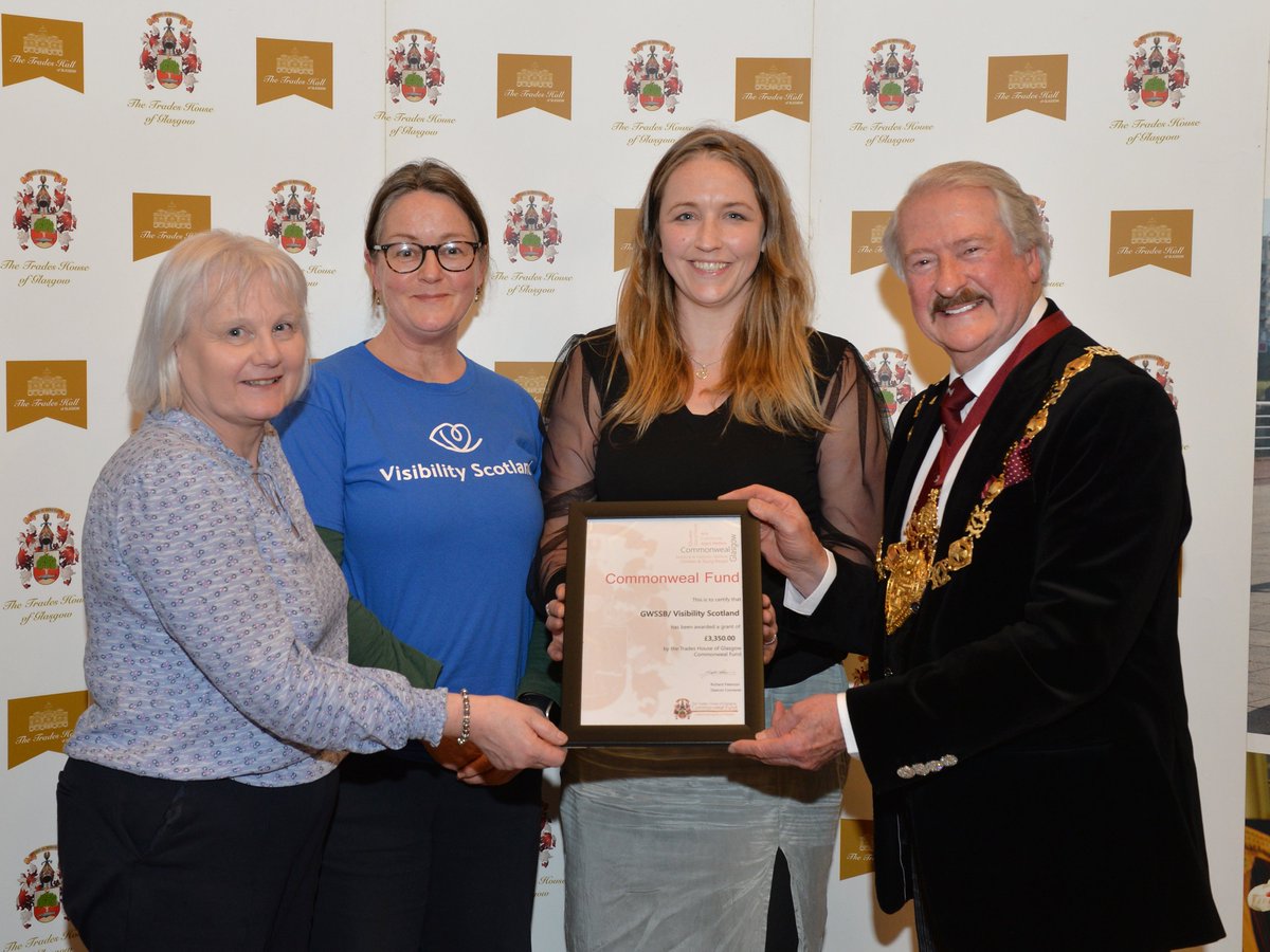 Visibility Scotland (@visibilityscot) on Twitter photo Last week we were awarded a grant of £3,350 through the Trades House of Glasgow Commonweal Fund. Thank you to <a href="/TradesHouse/">Trades House Glasgow</a> for your support!
ID: Laura (CEO), Anne (HoF), and Claire from Visibility Scotland being presented with the grant award by Deacon Convener Richard Paterson Last week we were awarded a grant of £3,350 through the Trades House of Glasgow Commonweal Fund. Thank you to <a href="/TradesHouse/">Trades House Glasgow</a> for your support!
ID: Laura (CEO), Anne (HoF), and Claire from Visibility Scotland being presented with the grant award by Deacon Convener Richard Paterson