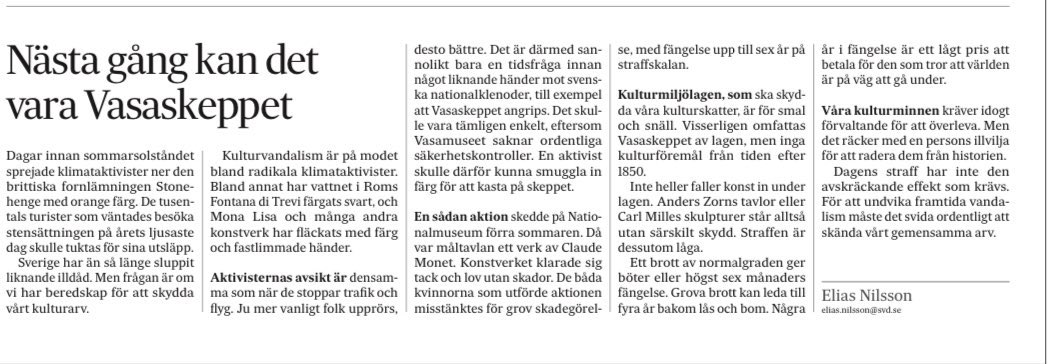 SVD Ledare 2 juli 2024. De har tydligen också så dålig fantasi att nån annan måste berätta vad de kan hitta på för elände!