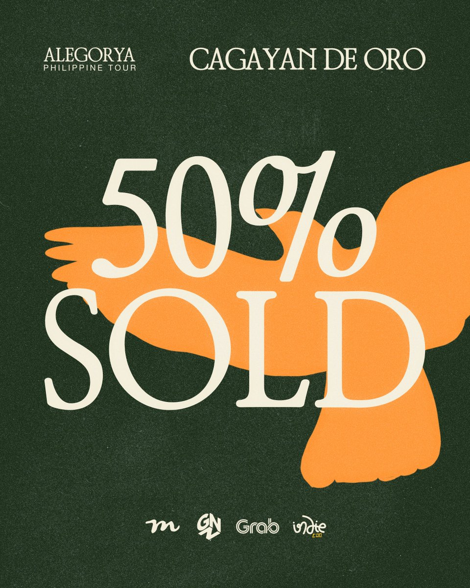 Panalong panalo, CDO!  🤩
🎟️ Press mo nalang 😉
tinyurl.com/AlegoryaTourCDO

Sure kasama sina KRNA, Shades of Native &amp; Eeyan Paolo 

Co-presented by:
<a href="/GabiNaNamanProd/">GNN Productions</a> 
<a href="/grabph/">Grab Philippines</a> 
<a href="/indiecdo/">INDIE CDO</a>