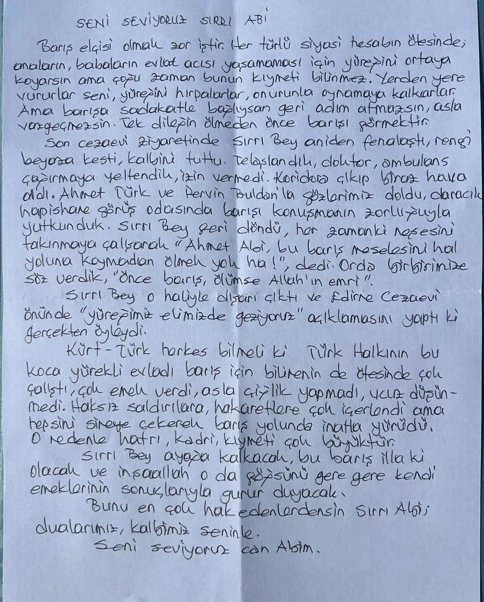 Haydi Barışın elçisi mütevazı insan kalk ayağa daha göreceğimiz barışın müjdesini sesinden duymak istiyoruz