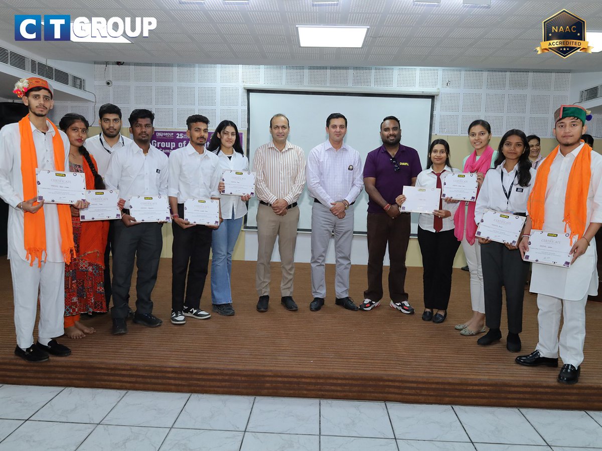 CT_northcampus's tweet photo. Felicitated the star achievers of CT Group of Institutions, North Campus, Maqsudan 🌟🎓 — the dreamers, doers, and changemakers! ✨ 

CHAUPAL 2025 was all about celebrating talent, passion &amp; perseverance 🎬🎶 

Here's to brighter journeys ahead! 🚀 https://t.co/YPvXmrWaac