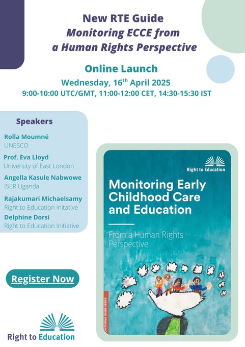 ISERUganda's tweet image. In afew minutes, our @anabwowe will be part of a panel launching @RTEInitiative's  new monitoring guide focusing on #ECCE. Register here: tinyurl.com/mtpdp9z3 and find all info here: tinyurl.com/yxdxhjkn with #RightToEducation #HumanRights #Indicators