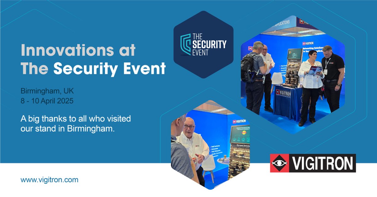 VigitronInc's tweet image. A big thanks to all who visited our stand in Birmingham.  

We were proud to showcase several of our newest innovations, including: 

💡 High-power PoE switch solutions 
💡 The smallest media converter in the industry 
💡 Advanced surge protection technology 

#TSE2025 #Vigitron