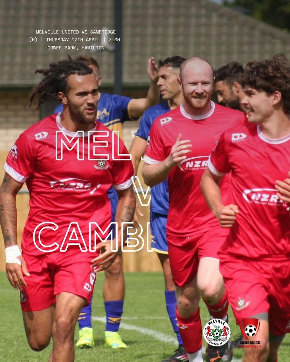 NRFL Championship Round 5
Melville United are finally home at Gower Park as they host local rivals Cambridge  
🗓 Thursday 17th April 
🏟 Gower Park
⏰ First Team 7PM
*Under 23s game is on Friday 18th Aprill at 1pm*
🔴⚪🔴⚪
#Prideofthewaikato 
#COMEONYOUREDS