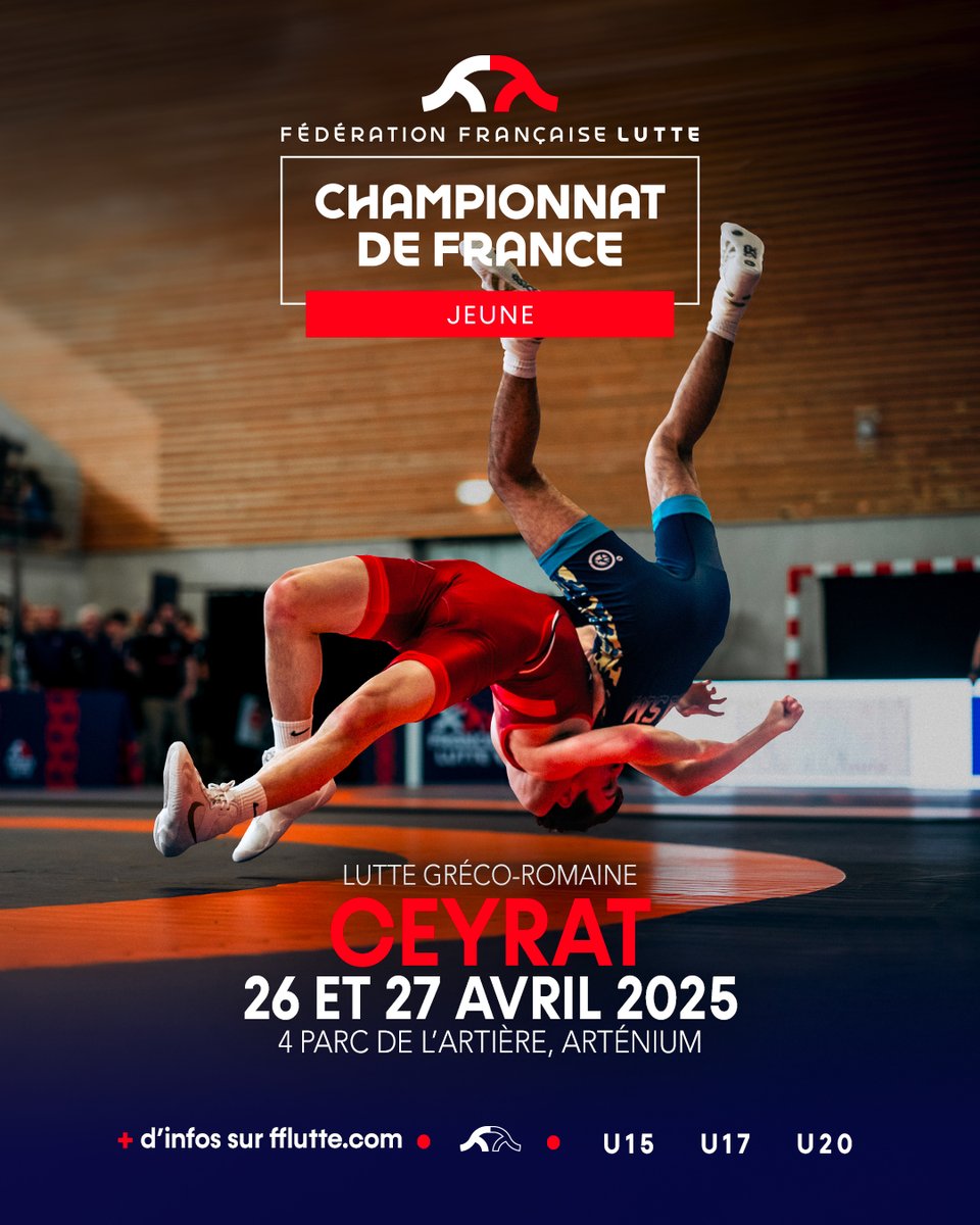 🇫🇷 CF Jeunes - Lutte Gréco-romaine 🇫🇷

✨ Les Championnats de France Jeunes en Lutte Gréco-romaine auront lieu le week-end du 26 au 27 Avril 2025 à Ceyrat ⏳ !

ℹ️ Pour plus d'infos 👉 linktr.ee/FranceLutte
📝 Inscriptions 👉 bit.ly/49NAC8A