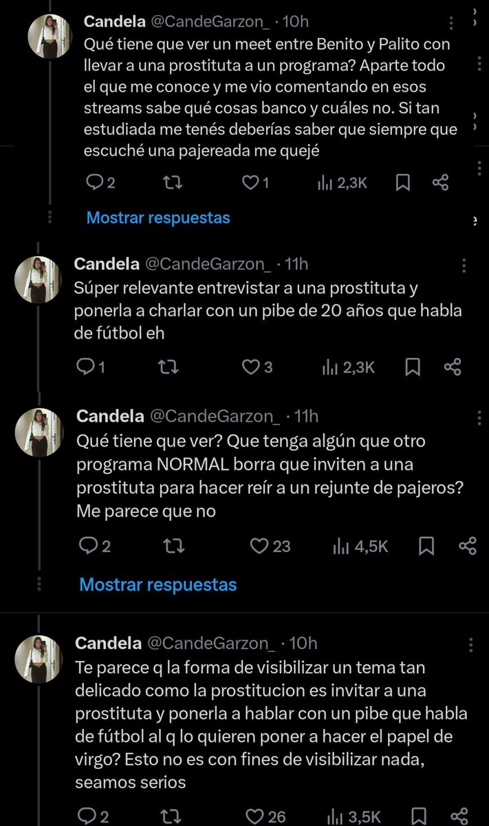 Creo q tiene algo personal con caminair, no es lo mismo creadora de contenido que postituta