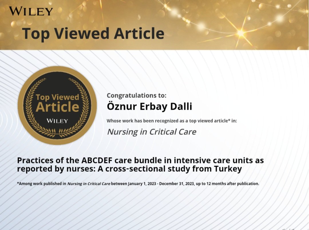 oznrby's tweet image. Honored to share that our research is among the top 10% most-viewed articles of 2023 in Nursing in Critical Care🎯 @niccjournal @WileyGlobal
Grateful to everyone who contributed to this collaborative effort!
#WileyTop10 #CriticalCareNursing #Wiley #Top10Paper #ResearchVisibility
