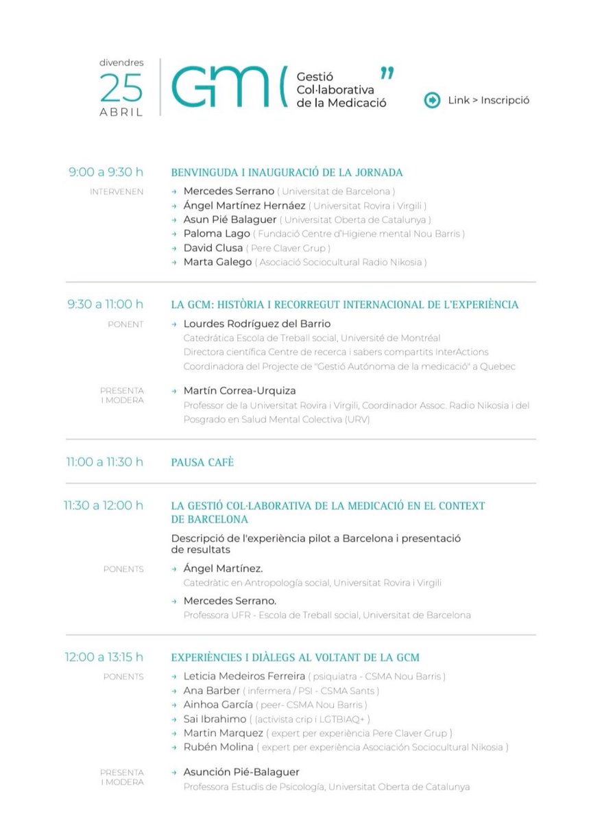 CSM9B's tweet photo. El proper 25 d’abril a l’Aula Magna del Campus Raval de la @UniBarcelona : Jornada Experiències i eines de Gestió Col•laborativa de la Medicació . 
T’hi esperem ! Us podeu inscriure al QR de les imatges adjuntes ! https://t.co/iPoAURDWbW