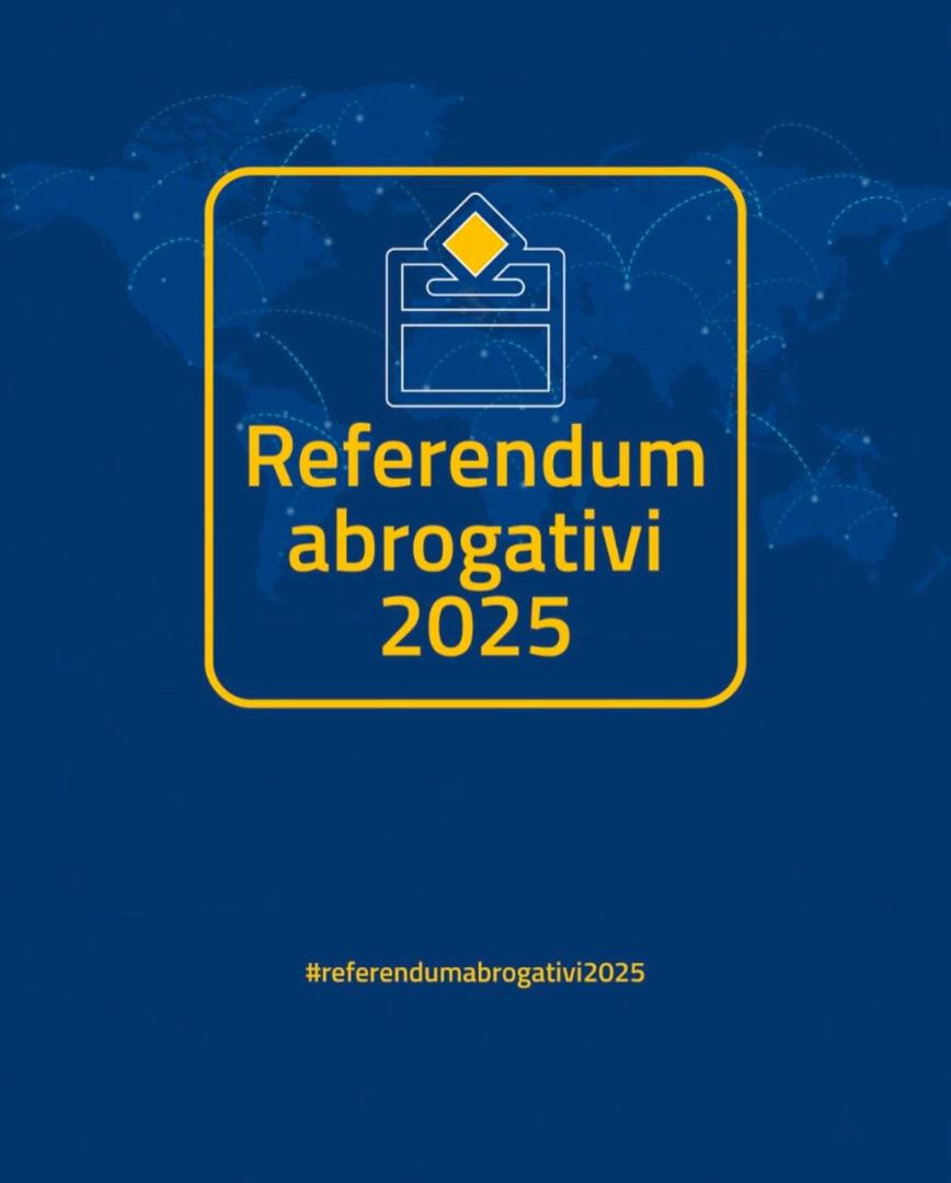 #referendumabrogativi2025 

Con i decreti del PdR del 31/03/2025, pubblicati nella G.U., Serie Generale, n. 75 del 31/03/2025, sono stati indetti 5 referendum popolari abrogativi.
ambdaressalaam.esteri.it/it/news/dall_a…