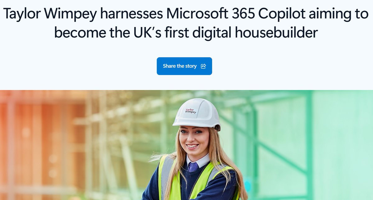Taylor Wimpey plc (@taylorwimpeyplc) on Twitter photo At Taylor Wimpey we’re building a smarter way to work as the first major UK housebuilder rolling out <a href="/Microsoft365/">Microsoft 365</a> Copilot, helping our teams save time, boost creativity & work smarter every day. Learn more about how we are reimagining how we work: bit.ly/3RexxGP At Taylor Wimpey we’re building a smarter way to work as the first major UK housebuilder rolling out <a href="/Microsoft365/">Microsoft 365</a> Copilot, helping our teams save time, boost creativity & work smarter every day. Learn more about how we are reimagining how we work: bit.ly/3RexxGP