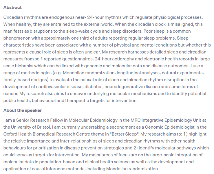 UofG Public Health (@publichealthuog) on Twitter photo Register here for the Maurice Bloch lecture feat. <a href="/BristolUni/">University of Bristol</a> <a href="/BeckyRichmond90/">Rebecca Richmond</a>!
👉 Examining the causal role of circadian rhythms and sleep in physical and psychological health 💤🧠💟
👉May 28th, 1pm
👉Hybrid (Clarice Pears building)
eventbrite.co.uk/e/maurice-bloc…
<a href="/UofGMVLS/">UofG MVLS</a> Register here for the Maurice Bloch lecture feat. <a href="/BristolUni/">University of Bristol</a> <a href="/BeckyRichmond90/">Rebecca Richmond</a>!
👉 Examining the causal role of circadian rhythms and sleep in physical and psychological health 💤🧠💟
👉May 28th, 1pm
👉Hybrid (Clarice Pears building)
eventbrite.co.uk/e/maurice-bloc…
<a href="/UofGMVLS/">UofG MVLS</a>