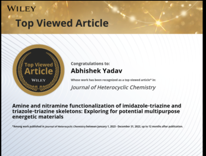 I am delighted to share that our work, published in Journal of Heterocyclic Chemistry, has ranked within the top 10% of most-viewed papers published by the journal in 2023.
doi.org/10.1002/jhet.4…