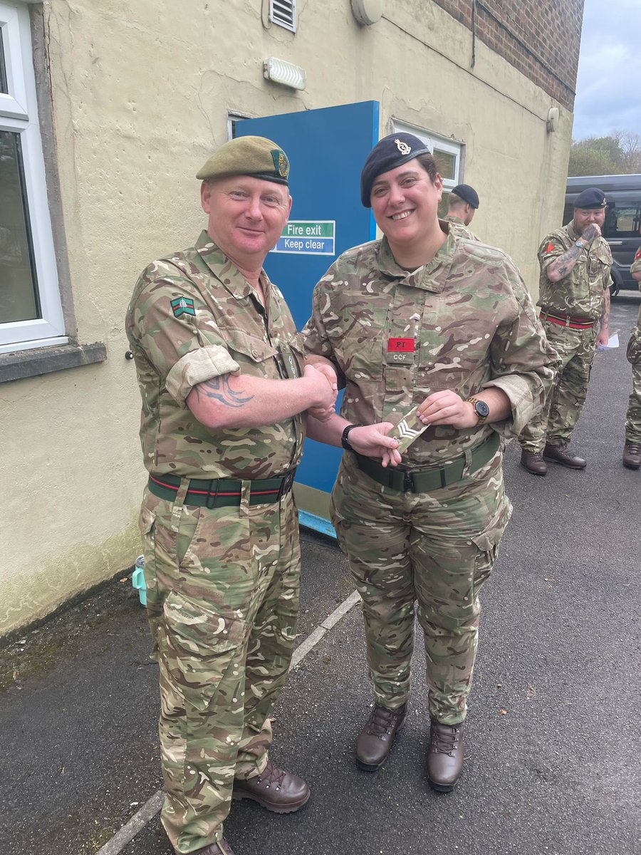VConway85's tweet photo. Amy Eagleton and I are officially Sergeants 🫡 we got our 3 stripes! #CCF #Cadets #MoorEnd #CombinedCadetForce #PersonalDevelopment @MrGuyScience @leigh439 @moor_end https://t.co/2HF9uRHW73
