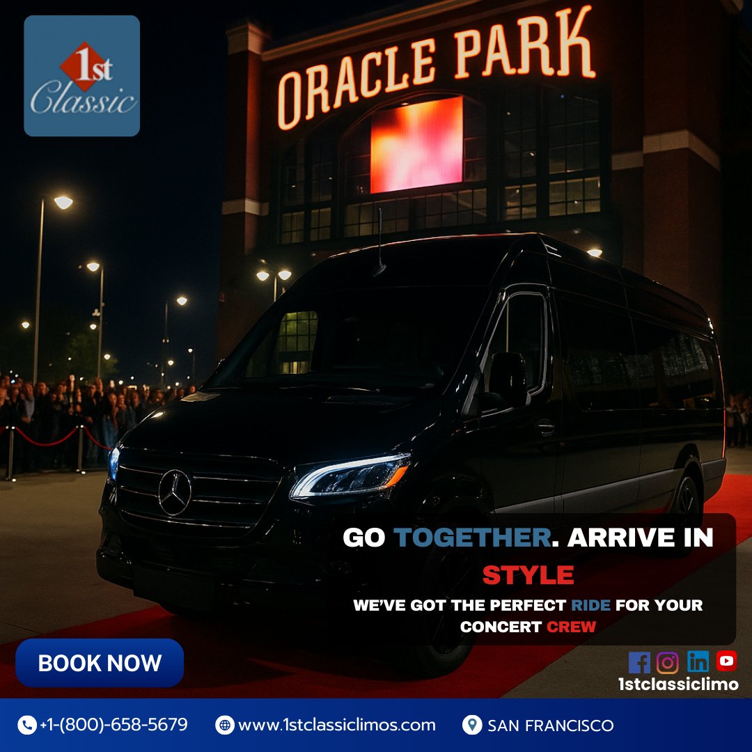 1stClassicLimos's tweet image. Pull up with your concert crew in an Executive Sprinter Van.
From $1324.72/6hrs 💥
ReadMore:1stclassiclimos.com/blog/concert-e…
📞 +1 (800) 658-5679 | 🌐 1stclassiclimos.com
#EventTransport #LuxuryVan #ConcertNight #blackcarservice
#privatecarservice
#chauffeurblackcar
#luxuryblackcars