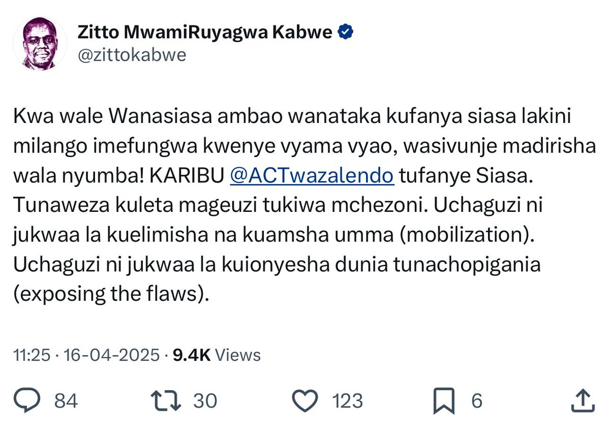 Kuelekea Uchaguzi Mkuu 2025. - <a href="/zittokabwe/">Zitto MwamiRuyagwa Kabwe</a> #DemokrasiaYetu