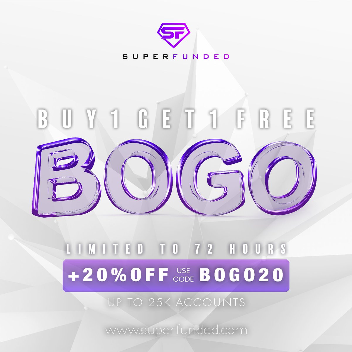 NEW BOGO Offer is live for 72 hours! 🚀

Buy One, Get One Free challenge account deal!

✔️ Buy one challenge account

✔️ Get another for FREE after first withdrawal

⚡️ Coupon Code: bogo20 (Mandatory at checkout!)

⏳ Offer runs from April 16th to April 19th!