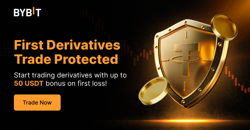 Bybit_Official's tweet photo. New to derivatives trading? 🚀 Trade with confidence! Get up to 50 USDT bonus on your 1st order loss. Trade now 👉