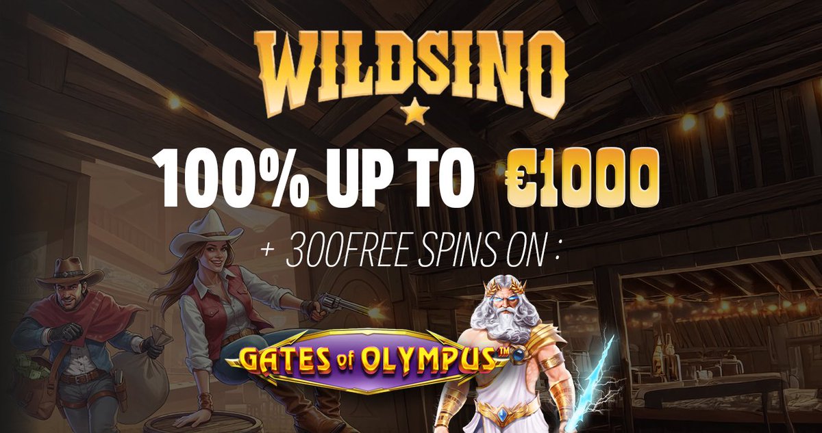 🎰 Cowboy, grab your spins: Wildsino just dropped a wild deal!

🔥100% up to €1,000 + 300 FS on Gates of Olympus 
👉 bonustiime.com/en/wildsino-ca…

Today, go face-to-face with Zeus ⚡️💰

#Wildsino #CasinoBonus #Gatesofolympus #BonusTiime