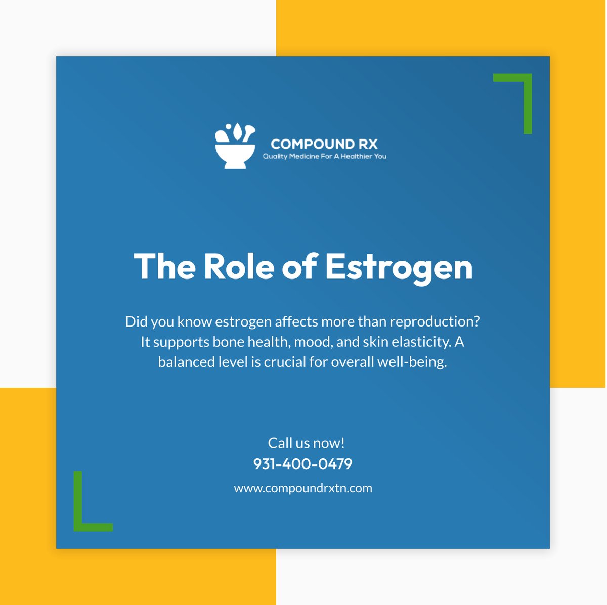 CompoundRx24's tweet image. Estrogen plays a key role in your overall health. Learn how proper hormone balance can improve well-being at every stage of life! 

#CookevilleTN #CompoundingPharmacy #HormoneHealth