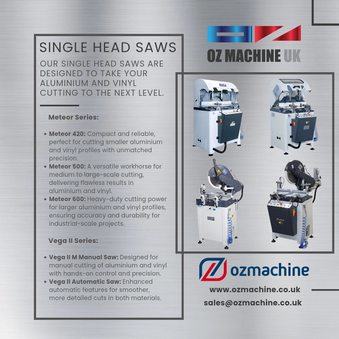Our single head saws are designed to take your aluminium and vinyl cutting to the next level.