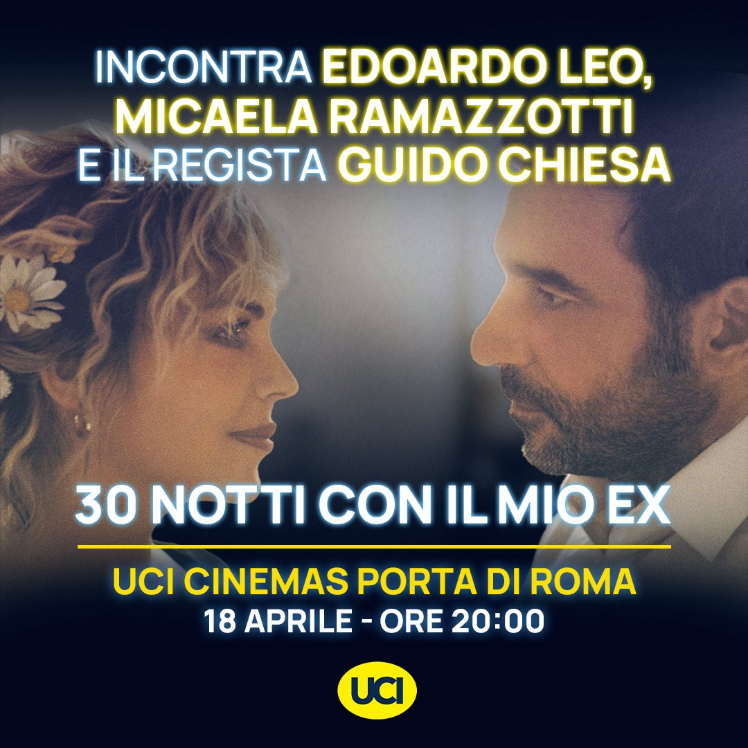 Incontra il cast di 30 notti con il mio EX!🎬

Vi aspettiamo:
𝘃𝗲𝗻𝗲𝗿𝗱ì 𝟭𝟴 𝗮𝗽𝗿𝗶𝗹𝗲 - assieme a Edoardo Leo, Micaela Ramazzotti ed il regista Guido Chiesa
ad UCI Porta di Roma - ore 20:00.

Acquista subito il tuo biglietto. 🎟
ucicinemas.it/film/2025/30-n…