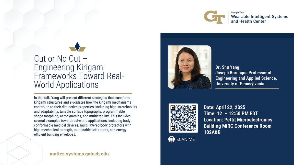 Yeo Research Group (@gt_hongyeo) on Twitter photo 🎓 <a href="/GT_WISHCENTER/">WISH Center @Georgia Tech</a> Distinguished Seminar Announcement🎓 We are excited to host Prof. <a href="/ShuYangPenn/">Shu Yang</a> <a href="/MSEatPenn/">Materials Science and Engineering at Penn</a> - Join us at noon on the 22nd <a href="/GTMatterSystems/">GT_Matter_Systems</a> - Pettit Microelectronics Building 🎓 <a href="/GT_WISHCENTER/">WISH Center @Georgia Tech</a> Distinguished Seminar Announcement🎓 We are excited to host Prof. <a href="/ShuYangPenn/">Shu Yang</a> <a href="/MSEatPenn/">Materials Science and Engineering at Penn</a> - Join us at noon on the 22nd <a href="/GTMatterSystems/">GT_Matter_Systems</a> - Pettit Microelectronics Building
