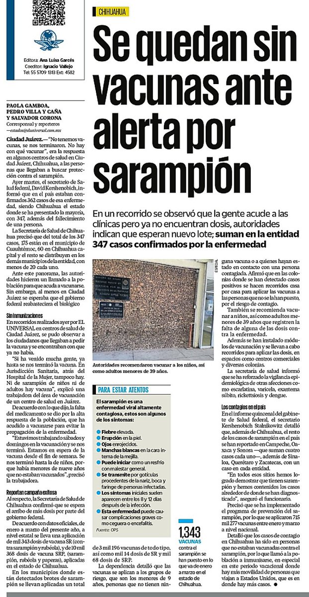 💥 ZAZ 💥 

La sirvienta salió igual de mentirosa que su patrón

Ayer dijeron en el circo de la mañanera que estaban vacunando a la gente en Chihuahua contra el sarampión 

¿Y que creen? 

¡NO hay vacunas!

La herencia MALDITA de AMLO

Y la científica siguiendo sus pasos 

👇