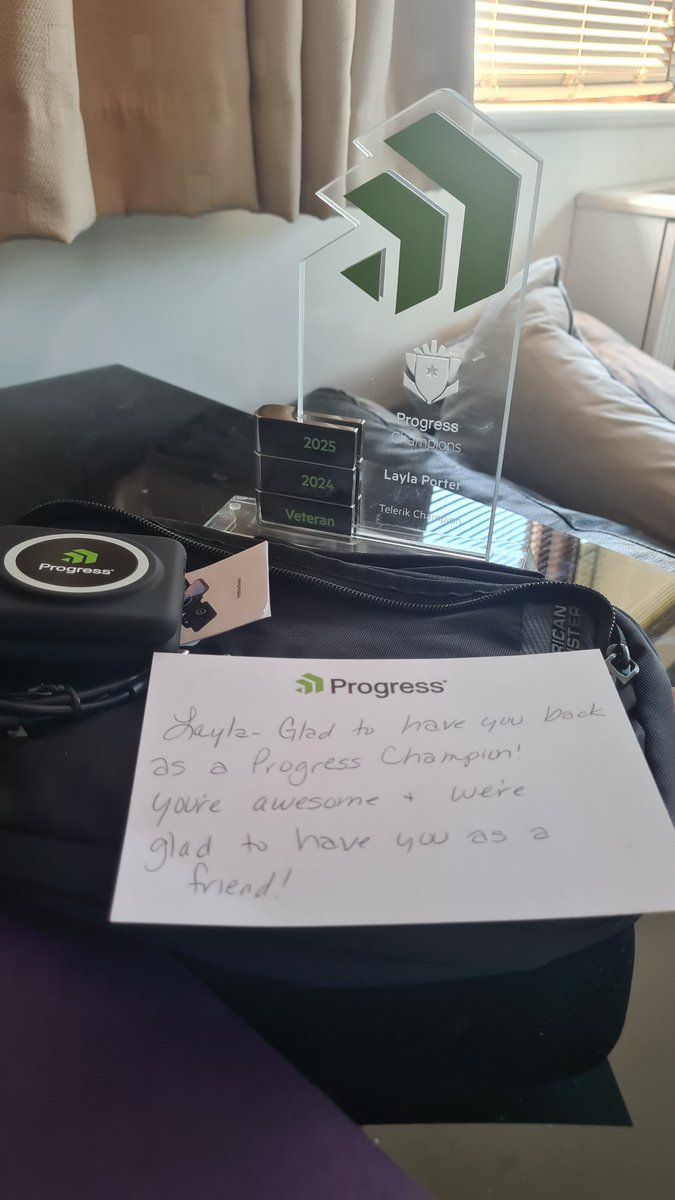 Layla (@laylacodesit) on Twitter photo Thank you to my friends over at <a href="/Telerik/">Progress Telerik</a> for the honour of being one of their champions again this year π€β€οΈ Thank you to my friends over at <a href="/Telerik/">Progress Telerik</a> for the honour of being one of their champions again this year π€β€οΈ