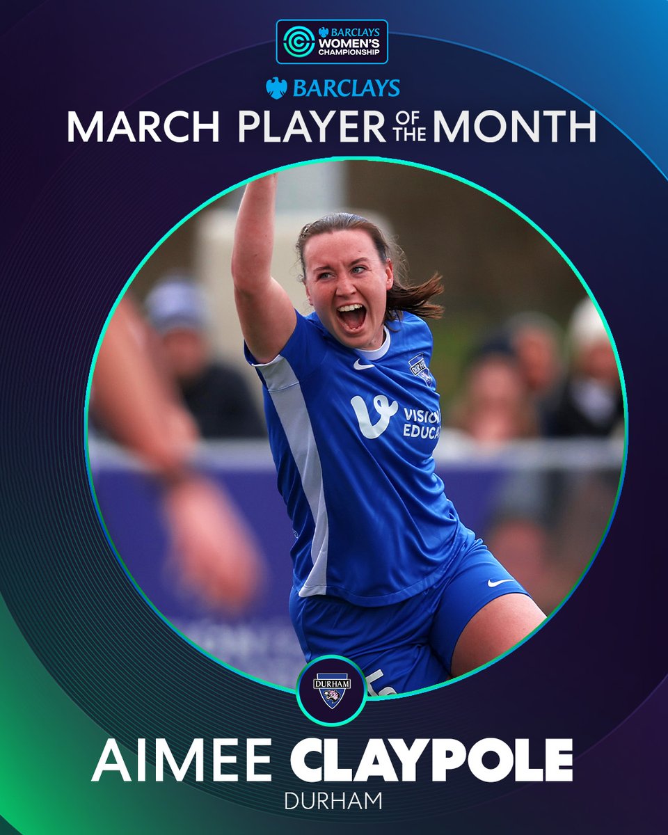 A marvellous March for <a href="/AimeeClaypole/">Aimee Claypole</a> 🤩

The <a href="/DurhamWFC/">Durham Women FC</a> forward is your #BarclaysWC Player of the Month!