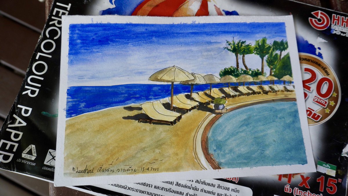 maartstudio's tweet image. “Just got back from a trip—time to do a travel sketch!” ไปเที่ยวมาต้อง Sketch travel หน่อยฮะ 👨🏻‍🎨🎉 #sketch #sketchtravel #watercolor #maartstudio #landscapepaintings #seascapepainting #gopaint #เที่ยวด้วยวาดด้วย
