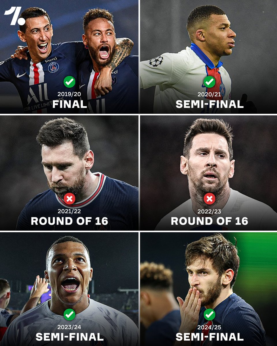 OneFootball's tweet image. Lionel Messi proved heย certainly wasn't the key to Champions League success for PSG during his two seasons in Paris ๐ณโโ
