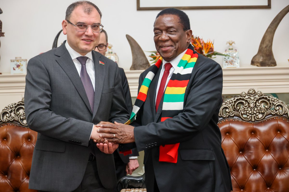 Today I received Deputy Prime Minister V. Karankevich of Belarus for a courtesy call at State House. We reaffirmed our shared commitment to deepening cooperation between Zimbabwe and Belarus. #Zimbabwe #Belarus #Diplomacy