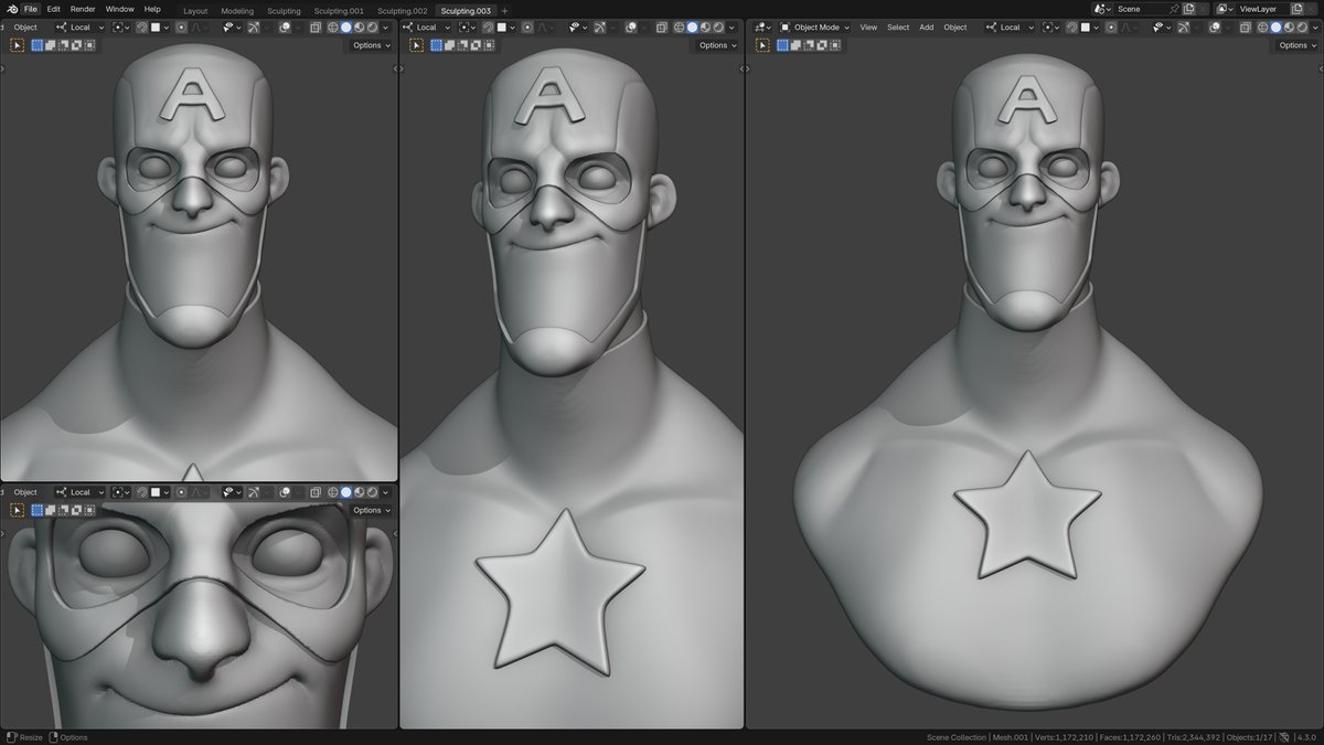 Captain America 🦸✨ - Speedsculpt n.009

Gumroad/Patreon/Twitch/YouTube: @ YanSculpts

#sculpting #sculpture #captainamerica #b3d #art