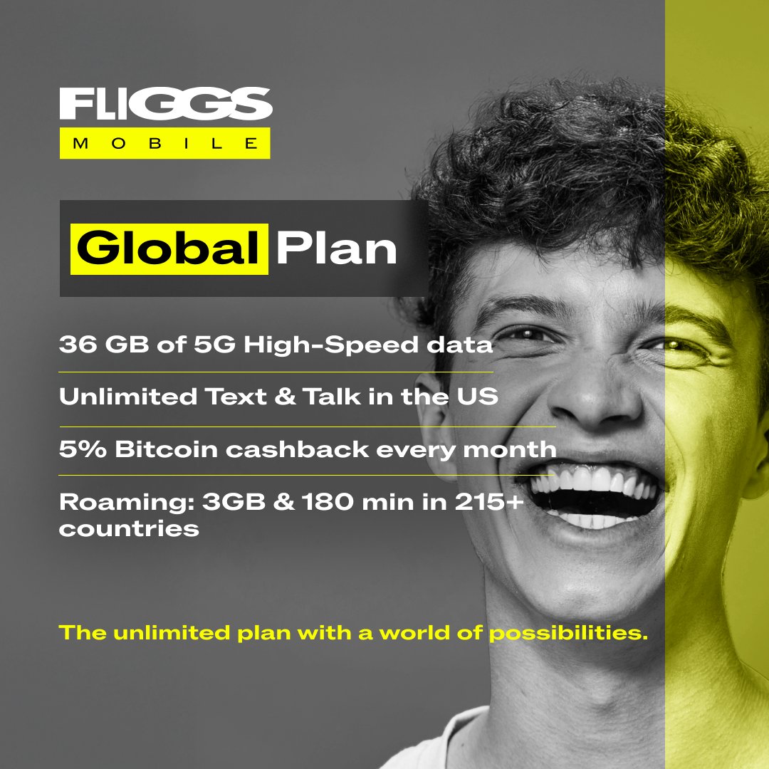 Your world, truly unlimited. 
📶✈️ Unlimited data and   calls + 3GB roaming in 215 countries.

Check all fliggs mobile plans 
👉 fliggsmobile.com