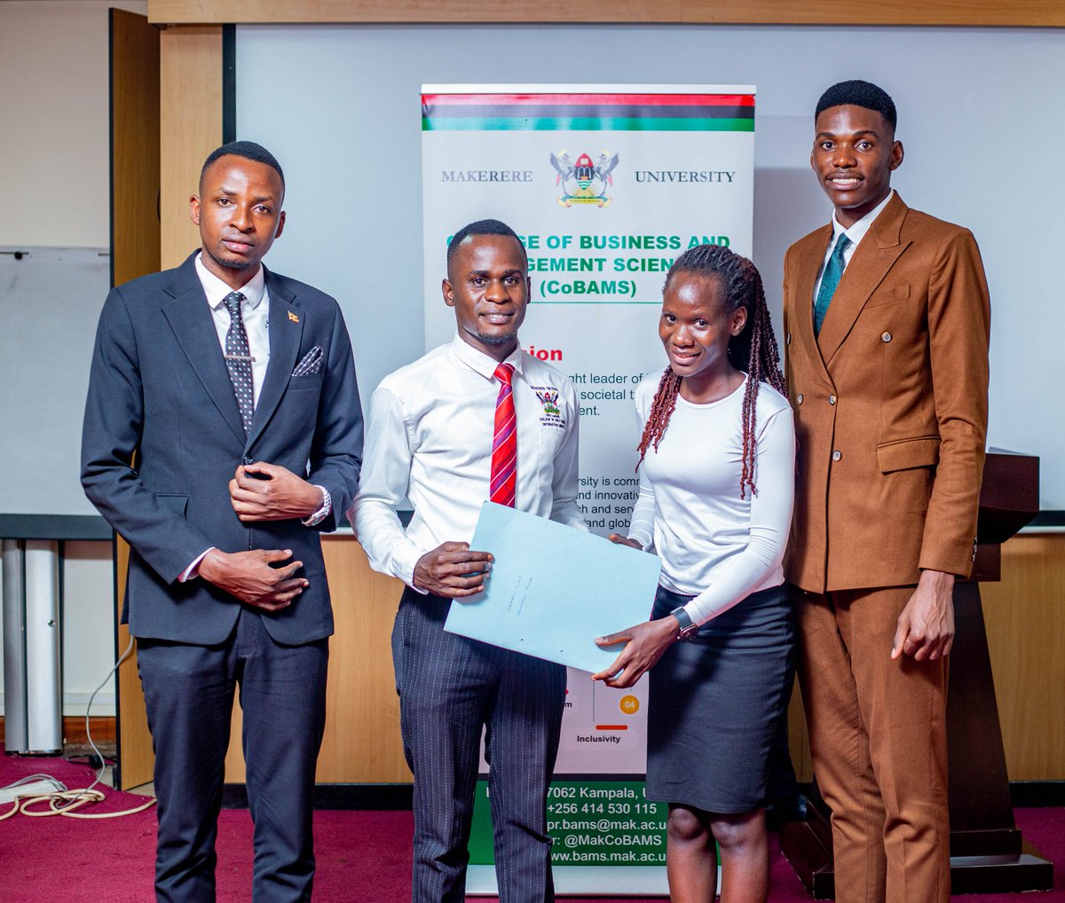 CoBAMS College Guild Council (@cobams_cgc) on Twitter photo Earlier this week, the 90th CGC Cabinet, led by <a href="/byamukamaj12/">Junior Byamukama</a> handed over to the 91st CGC Cabinet led by <a href="/ChiefSsozi/">Ssozi BATTE Fahad</a> in a ceremony graced by Deputy Principal, Prof. James Wokadala.
The event also included the swearing-in of the new cabinet, marking a seamless transition🥳. Earlier this week, the 90th CGC Cabinet, led by <a href="/byamukamaj12/">Junior Byamukama</a> handed over to the 91st CGC Cabinet led by <a href="/ChiefSsozi/">Ssozi BATTE Fahad</a> in a ceremony graced by Deputy Principal, Prof. James Wokadala.
The event also included the swearing-in of the new cabinet, marking a seamless transition🥳.