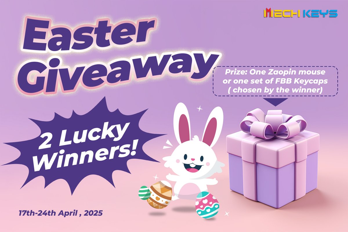 🐰🎉 EASTER EGG-STRAVAGANZA!

Win one Zaopin mouse or one set of FBB Keycaps ( chosen by the winner)

👉：mechkeys.com/collections/za…
👉：mechkeys.com/collections/fbb

RT + Follow us <a href="/mechkeysStore/">MechKeys</a>  + Reply to enter!

Q: What's your ultimate gaming setup missing?

2 winners ➔ 17th-24th