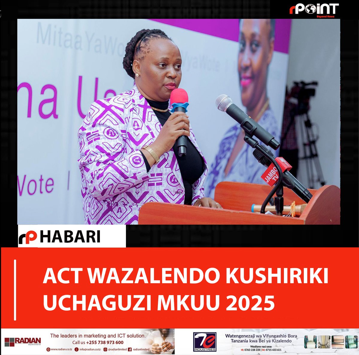 npointtz's tweet photo. Chama cha ACT Wazalendo leo Unguja, Zanzibar kupitia Kiongozi wake Doroth Semu, kimetangaza rasmi kushiriki katika ngazi zote za uchaguzi mkuu wa Tanzania unaotarajiwa kufanyika October mwaka 2025. https://t.co/tVqQWBKKau