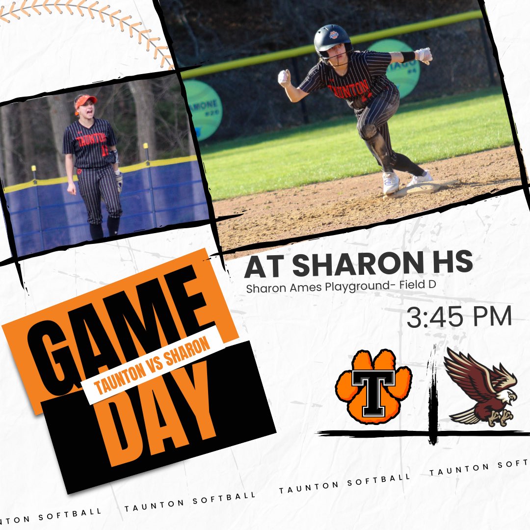 THS Softball (@tauntonsoftball) on Twitter photo GAME DAY ‼️
🥎 Sharon
📍 Sharon HS
(Sharon Ames Playground- Field D)
⌚️ 3:45 PM
<a href="/CamMerritt_News/">Cameron Merritt</a> <a href="/BostonHeraldHS/">Danny Ventura</a> <a href="/HockomockSports/">HockomockSports</a> <a href="/Taunton_Schools/">Taunton Public Schools</a> <a href="/GlobeSchools/">Boston Globe Schools</a> <a href="/MIAA033/">MIAA</a> GAME DAY ‼️
🥎 Sharon
📍 Sharon HS
(Sharon Ames Playground- Field D)
⌚️ 3:45 PM
<a href="/CamMerritt_News/">Cameron Merritt</a> <a href="/BostonHeraldHS/">Danny Ventura</a> <a href="/HockomockSports/">HockomockSports</a> <a href="/Taunton_Schools/">Taunton Public Schools</a> <a href="/GlobeSchools/">Boston Globe Schools</a> <a href="/MIAA033/">MIAA</a>