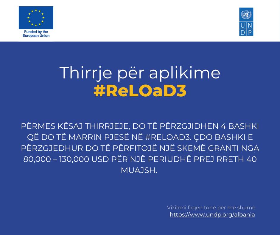 EUinAlbania's tweet photo. Call for municipalities in Albania.
Under the #ReLOaD3 program, funded by the European Union, @UNDPAlbania launches a call for partnerships with interested municipalities.
4 municipalities will be selected to benefit from a grant scheme of 80,000 - 130,000 USD for a period of approximately 40 months. The funds will be used to support civil society organizations in the provision of public services that reflect local priorities.
🗓️ The deadline for applications is 13 June 2025,
⚠️ Municipalities that have been part of ReLOaD1 or ReLOaD2 cannot apply.
📄 Full documentation and information can be found here: https://t.co/zbFKcrZsA3