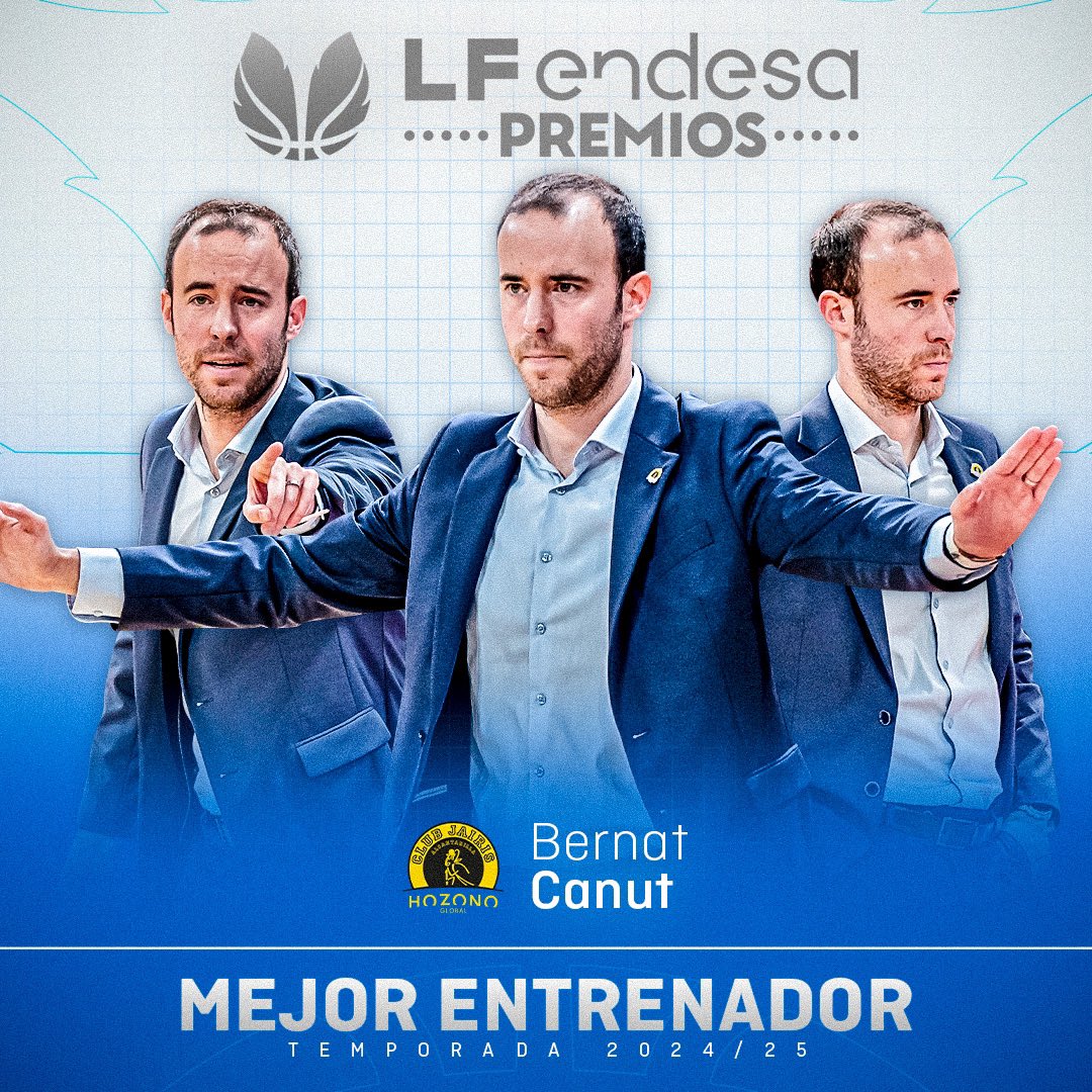 Baloncesto España (@baloncestoesp) on Twitter photo ♀ Premios #LFEndesa <a href="/basketlover/">Endesa Basket Lover</a> 🏆 | Después de hacer historia conquistando la #CopaReinaLFEndesa... ahora se convierte en el MEJOR ENTRENADOR de la temporada 👏
🌟 <a href="/BernatCanut/">Bernat Canut</a> | <a href="/CBJairis/">Hozono Global Jairis</a> 🌟 ♀ Premios #LFEndesa <a href="/basketlover/">Endesa Basket Lover</a> 🏆 | Después de hacer historia conquistando la #CopaReinaLFEndesa... ahora se convierte en el MEJOR ENTRENADOR de la temporada 👏
🌟 <a href="/BernatCanut/">Bernat Canut</a> | <a href="/CBJairis/">Hozono Global Jairis</a> 🌟