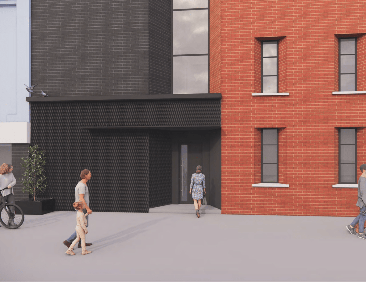PlanBelfast's tweet photo. SHRM Ltd have submitted a planning application for the former East Belfast Constitutional Club (Con Club), 351–353 Newtownards Road.
Proposals include change of use from bar to residential, 2-storey rooftop & 3-storey rear extensions, creating 19 apartments (1 & 2 bed). https://t.co/RVy5DqgmWq