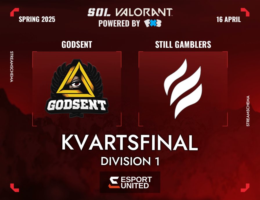 📢 SOL VALORANT Spring 2025 | KVARTSFINAL DIV 1

GODSENT och Still Gamblers kliver in i playoff hettan, bara en överlever vägen till semifinalen. Vem reser sig? Vem faller? Det tar vi reda på ikväll.

👇
⚔ 18:30 | <a href="/GODSENT/">GODSENT</a> 🆚 <a href="/StillGamblers/">Still Gamblers</a> 
📺twitch.tv/svenskaonlinel…
🎙️: