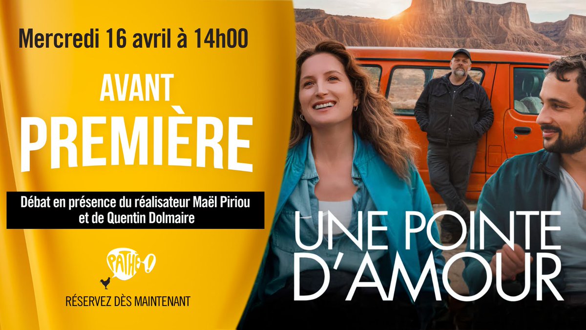 Avant-première au Pathé Docks 76 aujourd'hui à 14h00 !
Une Pointe d'Amour en présence du réalisateur Maël Piriou et du comédien Quentin Dolmaire

🎟️ Quelques places sont offertes pour cette avant-première, inscrivez-vous en cliquant sur le lien suivant : forms.gle/Yeph88KJJm6EBo…
