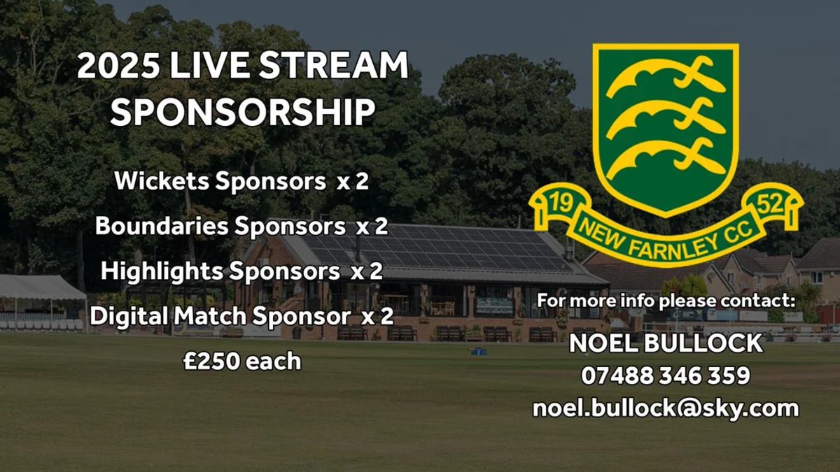 If a business or company is interested about any of the 2025 Sponsor Opportunities that are available as outlined below then please get in touch #wearenewfarnley 🏏🏏🏏 newfarnleycc.co.uk/news/2025-spon…