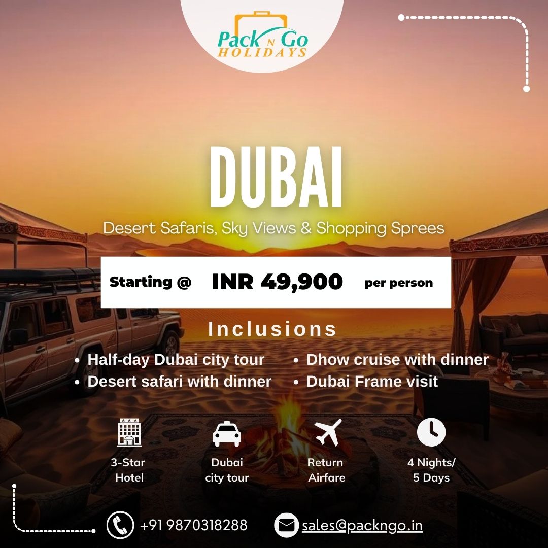 Dubai Package by Pack N Go Holidays

Book Now
Contact us @ 9870318288 or Whatsapp +917042519001

Stay Updated
WhatsApp Channel: whatsapp.com/channel/0029Va… 

#PackNGo #Family #Honeymoon #Luxury #Safari # Dubai #SummerVacations #Kids
