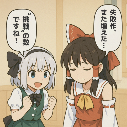 失敗するのは、前に進んでる人だけ。
#ゲーム作る霊夢 