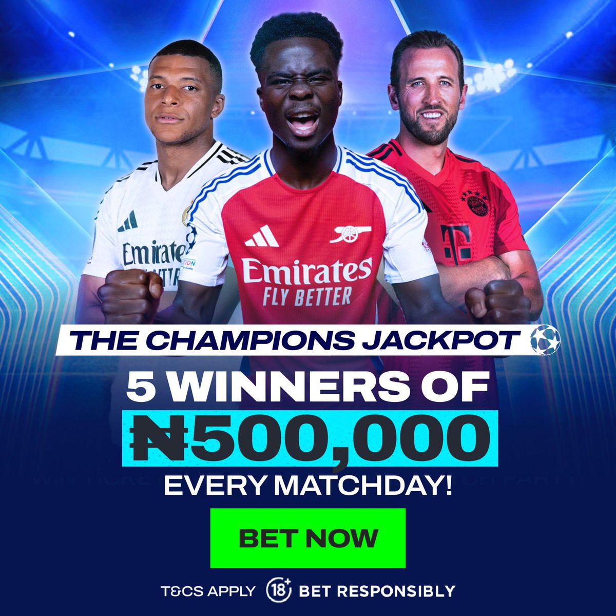 CertifiedOdds's tweet photo. 🔥Bet every round for a chance to attend the UCL Final Watch Party in Lagos + ₦150M+ in prizes! 👉 Don’t sleep. BET NOW: https://t.co/SbdlXFIxlr 
#Bet9jaUCLJackpot #BetAndWin https://t.co/vXMVcx8Dbw