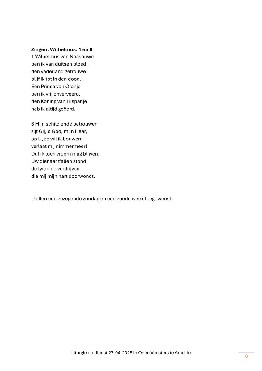 MachielLock's tweet image. Op D.V. zondag 27 april a.s., de eerste zondag na Pasen 2025, zal ik de eredienst in Open Vensters te Ameide leiden. Bijgevoegd treft u de liturgie. Eerst vieren we a.s. zondag en maandag Pasen, het feest van de opstanding van Jezus. Ik wens u gezegende paasdagen toe. (2/2)