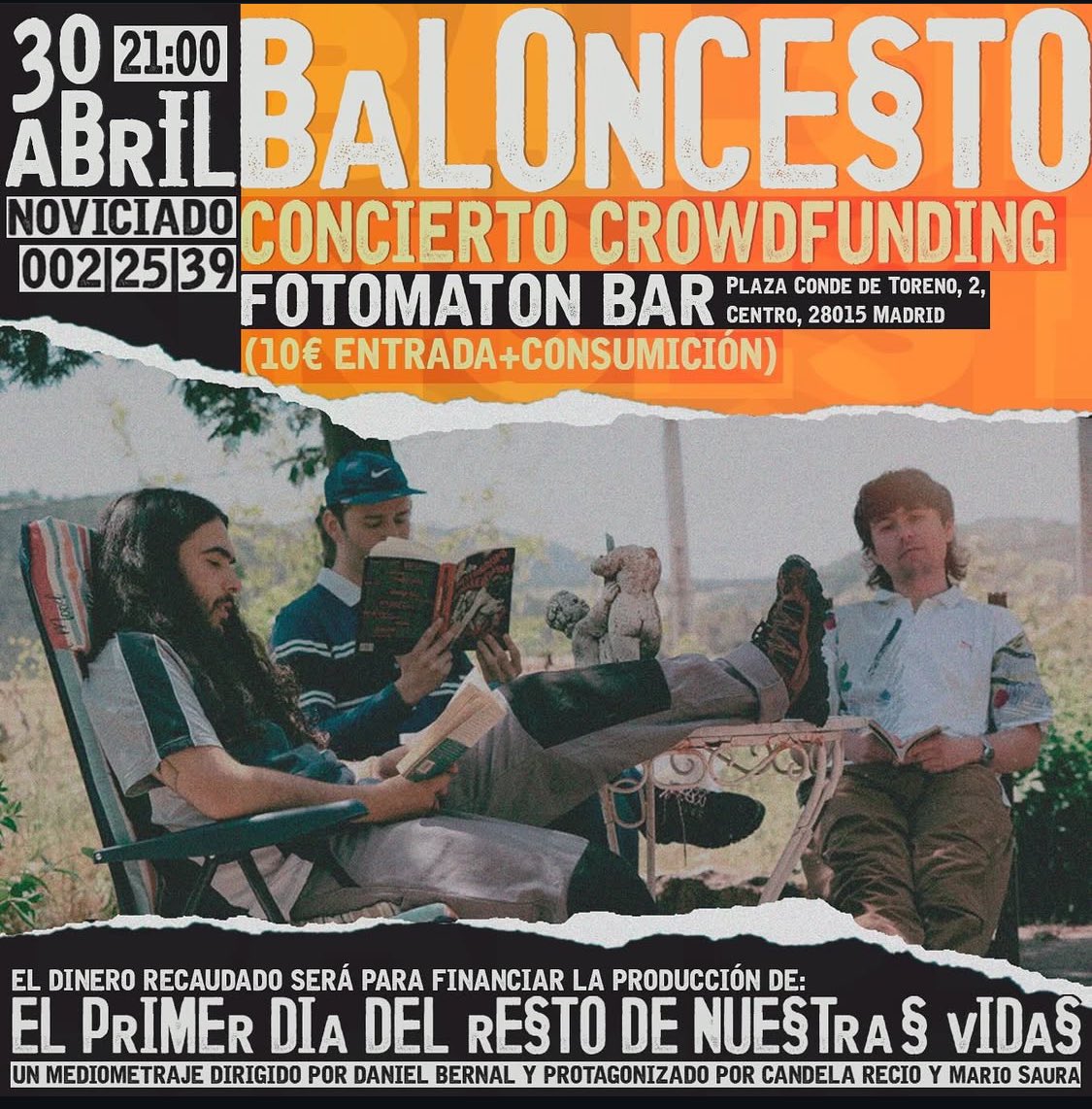 BaIoncesto's tweet photo. próximo 30 de Abril nos vemos en @FotomatonBar 🫵🏻 🫂 todo lo recaudado irá para la financiación del primer Mediometraje de nuestro amigo Daniel Bernal (aKa  @bernax24 ) 
#ElPrimerDíaDelRestoDeNuestrasVidas https://t.co/oxefiRIyug