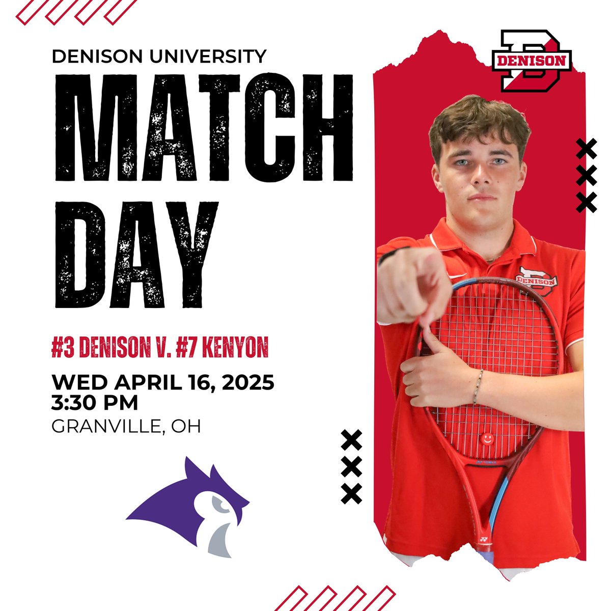 Match Day!  Big <a href="/NCAC/">NCAC</a> Match vs. #7 Kenyon College today at 3:30 pm.

🆚 #7 Kenyon College
⏱ 3:30 pm ET
📍Granville, OH 
📊tinyurl.com/23d7f6tm
📽️tinyurl.com/2dmpp6dn